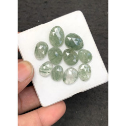 High Quality Natural Green Rutilated Quartz Rose Cut Fancy Shape Cabochons Gemstone For Jewelry