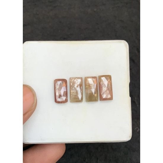 High Quality Natural Golden Sapphire Rose Cut Rectangle Shape Cabochons Gemstone For Jewelry