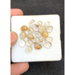 High Quality Natural Golden Rutilated Quartz Smooth Mix Shape Cabochons Gemstone For Jewelry