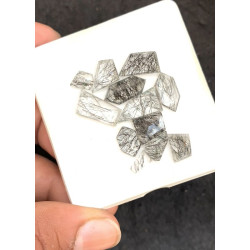 High Quality Natural Black Rutilated Quartz Step Cut Fancy Shape Cabochons Gemstone For Jewelry