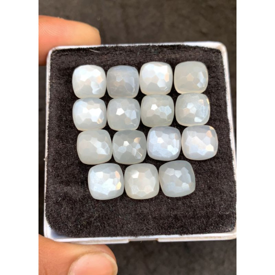 High Quality Natural White Moonstone Honeycom Cut Cushion Shape Cabochons Gemstone For Jewelry