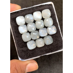 High Quality Natural White Moonstone Honeycom Cut Cushion Shape Cabochons Gemstone For Jewelry