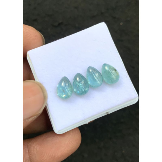 High Quality Natural Ice Aqua Kyanite Smooth Pear Shape Cabochons Gemstone For Jewelry