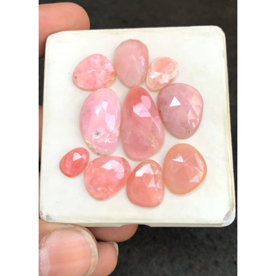 High Quality Natural Peruvian Pink Opal Rose Cut Fancy Shape Cabochon Gemstone For Jewelry