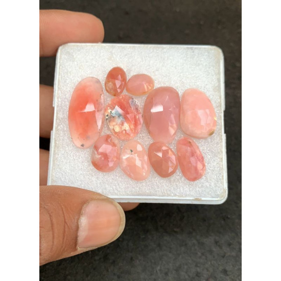 High Quality Natural Peruvian Pink Opal Rose Cut Fancy Shape Cabochon Gemstone For Jewelry