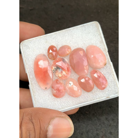 High Quality Natural Peruvian Pink Opal Rose Cut Fancy Shape Cabochon Gemstone For Jewelry