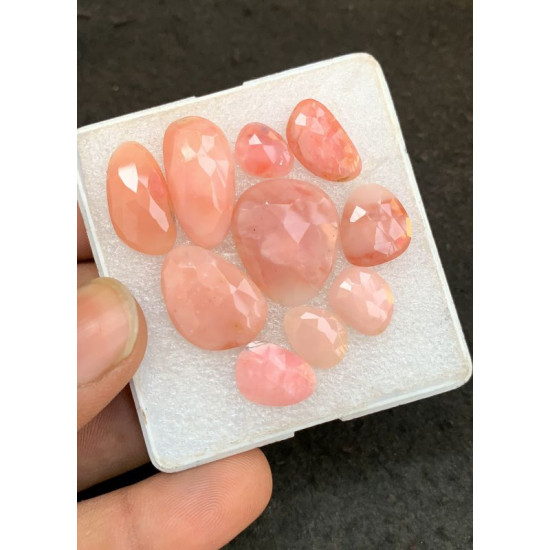 High Quality Natural Peruvian Pink Opal Rose Cut Fancy Shape Cabochon Gemstone For Jewelry