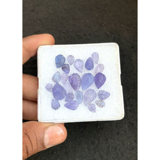 High Quality Natural Tanzanite Hand Craved Leaf Shape Cabochons Gemstone For Jewelry