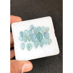 High Quality Natural Aqua Kyanite Hand Craved Leaf Shape Cabochons Gemstone For Jewelry