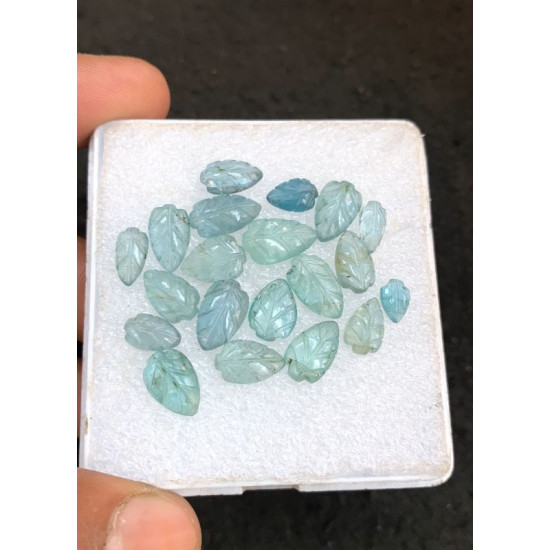 High Quality Natural Aqua Kyanite Hand Craved Leaf Shape Cabochons Gemstone For Jewelry