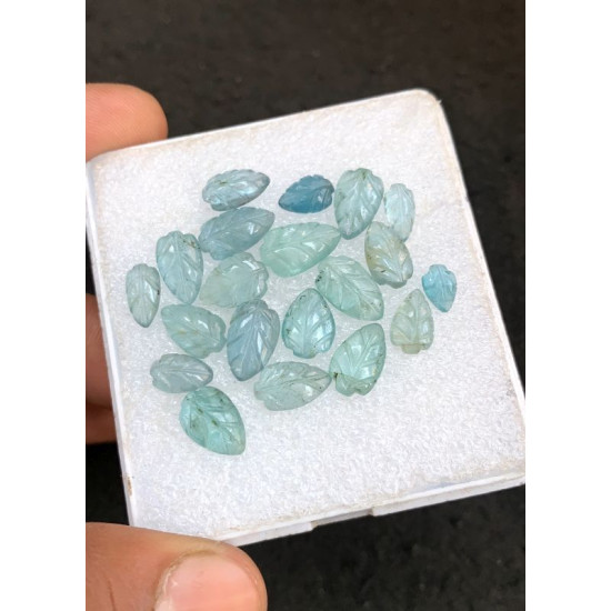 High Quality Natural Aqua Kyanite Hand Craved Leaf Shape Cabochons Gemstone For Jewelry