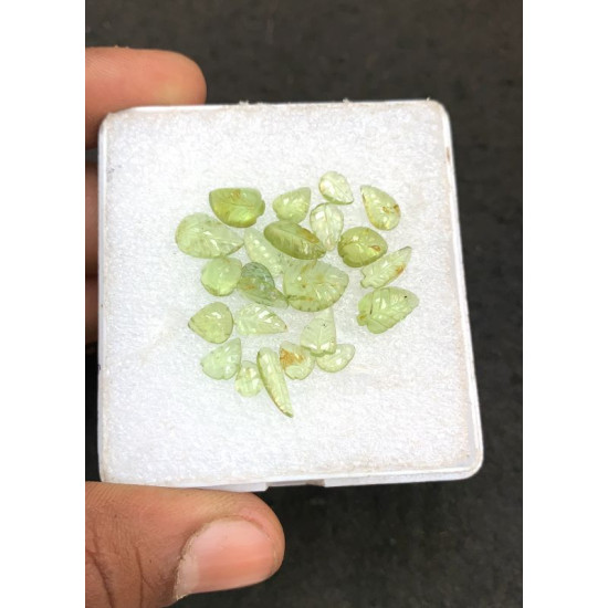 High Quality Natural Peridot Hand Craved Leaf Shape Cabochons Gemstone For Jewelry