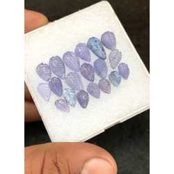 High Quality Natural Tanzanite Hand Craved Leaf Shape Cabochons Gemstone For Jewelry
