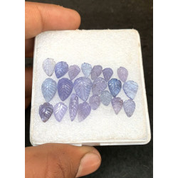 High Quality Natural Tanzanite Hand Craved Leaf Shape Cabochons Gemstone For Jewelry