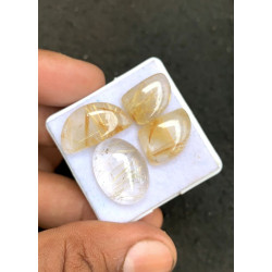 High Quality Natural Golden Rutilated Quartz Smooth Mix Shape Cabochons Gemstone For Jewelry