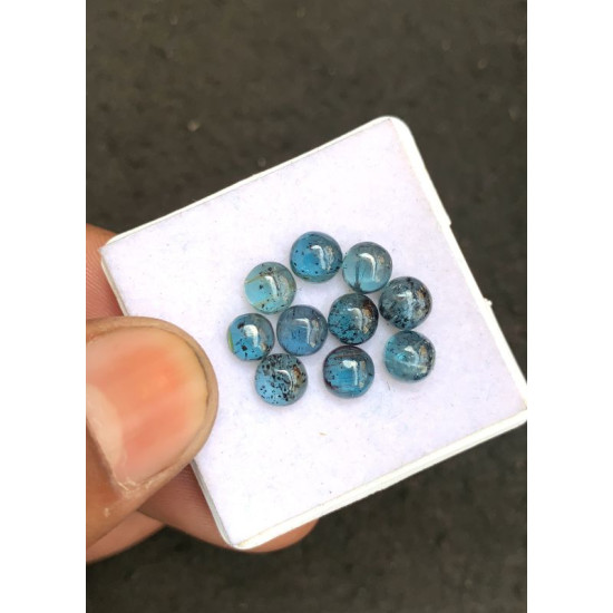 High Quality Natural Teal Green Kyanite Smooth Round Shape Cabochons Gemstone For Jewelry