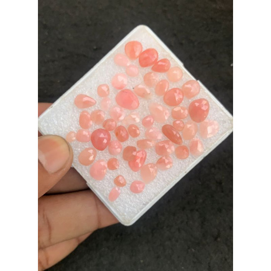 High Quality Natural Peruvian Pink Opal Rose Cut Fancy Shape Cabochons Gemstone For Jewelry