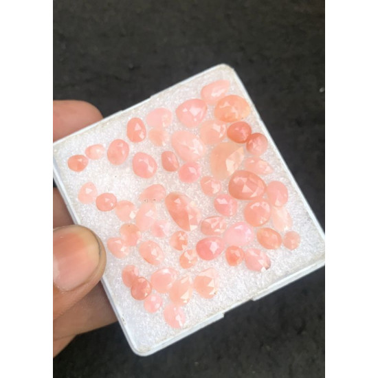 High Quality Natural Peruvian Pink Opal Rose Cut Fancy Shape Cabochons Gemstone For Jewelry