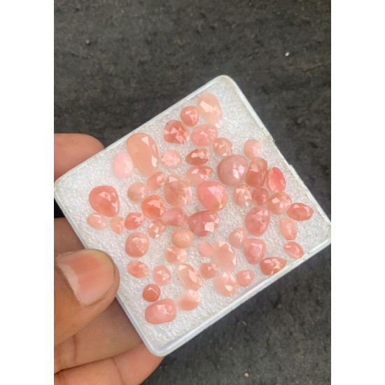 High Quality Natural Peruvian Pink Opal Rose Cut Fancy Shape Cabochons Gemstone For Jewelry