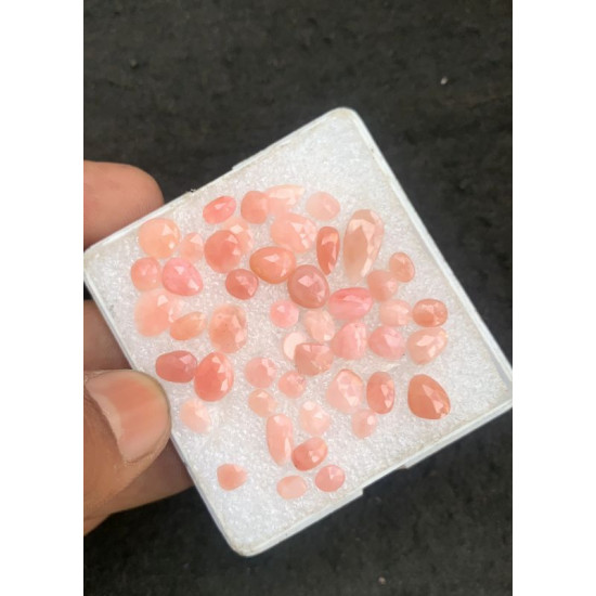 High Quality Natural Peruvian Pink Opal Rose Cut Fancy Shape Cabochons Gemstone For Jewelry