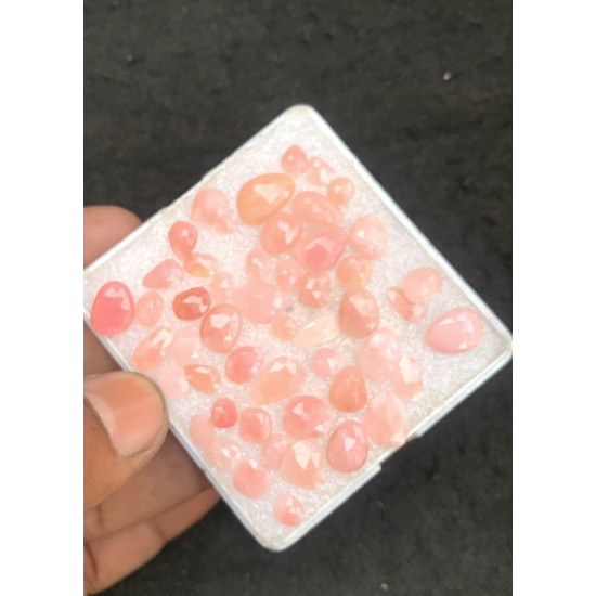 High Quality Natural Peruvian Pink Opal Rose Cut Fancy Shape Cabochons Gemstone For Jewelry