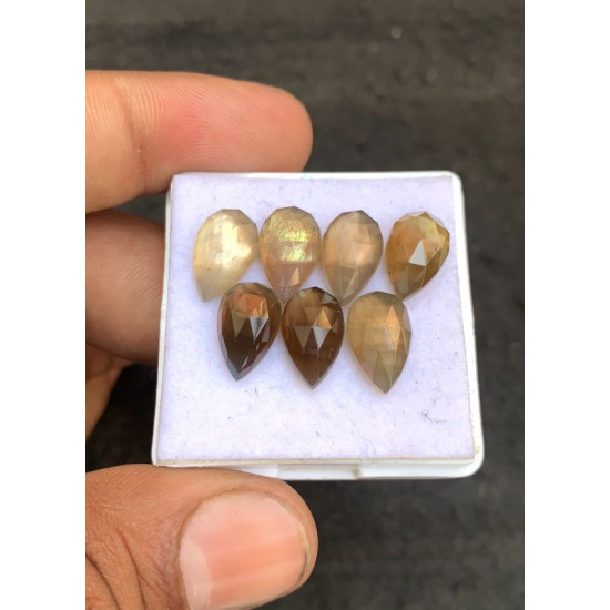 High Quality Natural Mother Of Pearl and Smoky Quartz Doublet Rose Cut Pear Shape Cabochons Gemstone For Jewelry