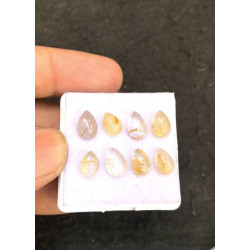 High Quality Natural Golden Rutilated Quartz Smooth Pear Shape Cabochons Gemstone For Jewelry