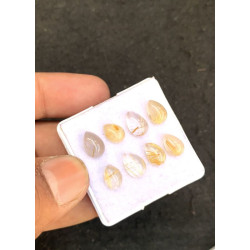 High Quality Natural Golden Rutilated Quartz Smooth Pear Shape Cabochons Gemstone For Jewelry