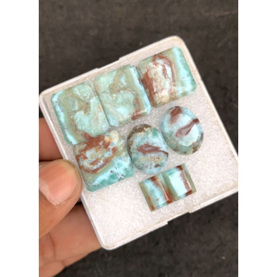 High Quality Natural Larimar Step Cut Pair Mix Shape Cabochons Gemstone For Jewelry