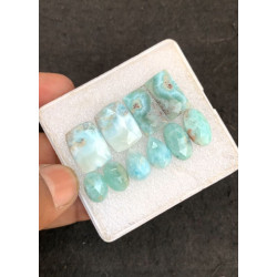 High Quality Natural Larimar Rose Cut Pair Mix Shape Cabochons Gemstone For Jewelry