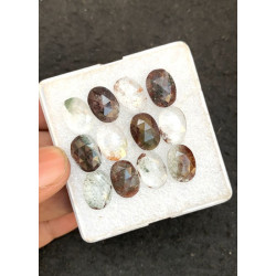 High Quality Natural Herkimer Lodolite Rose Cut Oval Shape Cabochons Gemstone For Jewelry