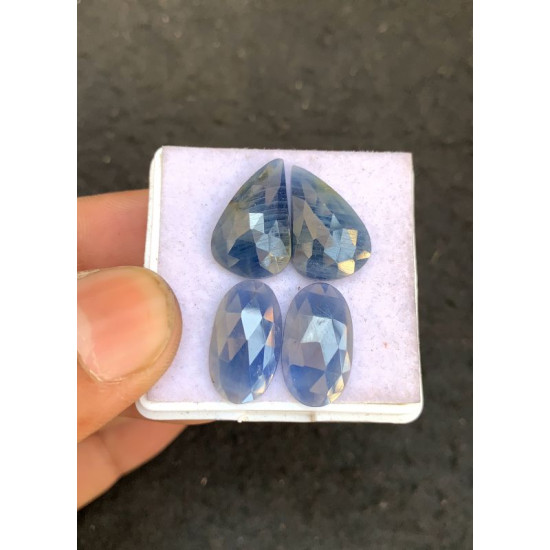 High Quality Natural Blue Sapphire Rose Cut Pair Fancy Shape Cabochons Gemstone For Jewelry