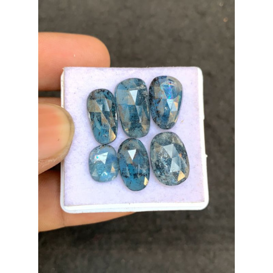 High Quality Natural Teal Green Kyanite Rose Cut Fancy Shape Cabochons Gemstone For Jewelry