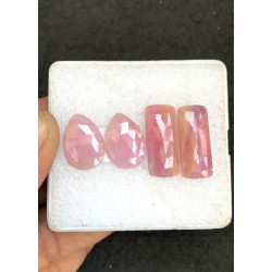 High Quality Natural Pink Sapphire Rose Cut Pair Fancy Shape Cabochons Gemstone For Jewelry