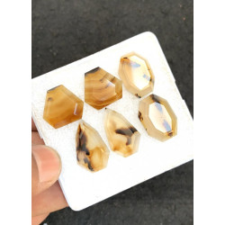 High Quality Natural Montana Agate Step Cut Pair Mix Shape Cabochons Gemstone For Jewelry