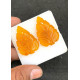 High Quality Beautiful Amber Hand Craved Pair Leaf Shape Cabochons Gemstone For Jewelry