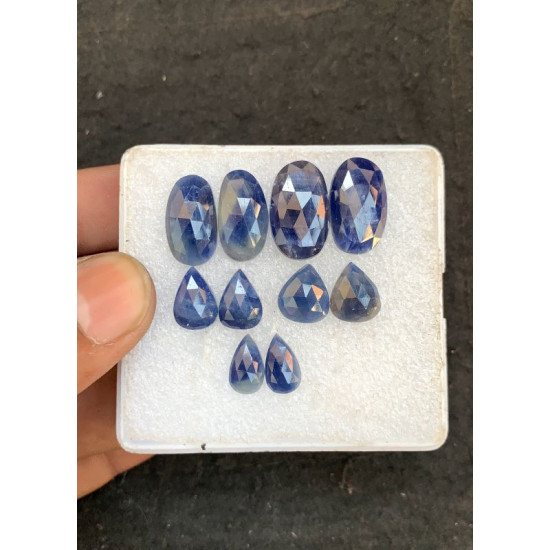 High Quality Natural Blue Sapphire Rose Cut Pair Fancy Shape Cabochons Gemstone For Jewelry