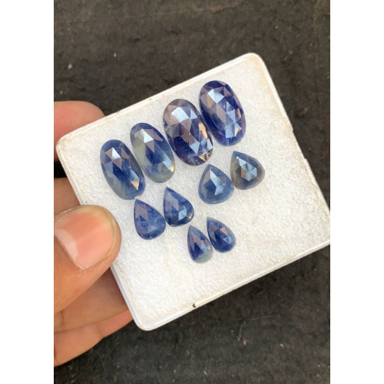 High Quality Natural Blue Sapphire Rose Cut Pair Fancy Shape Cabochons Gemstone For Jewelry