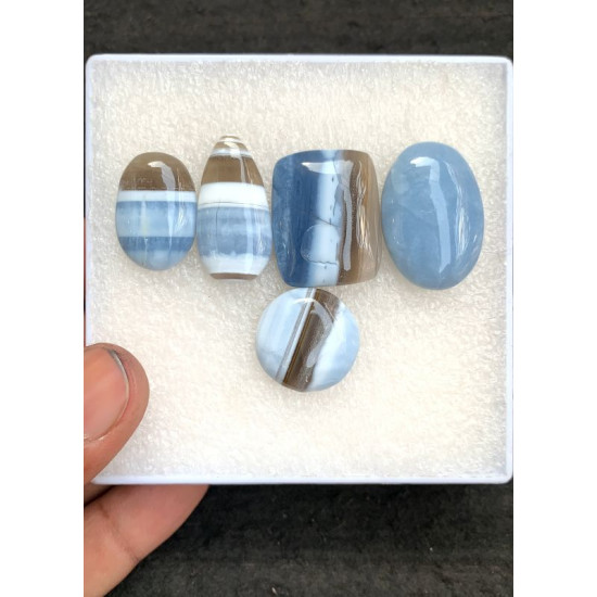 High Quality Natural Peruvian Blue Opal Smooth Mix Shape Cabochons Gemstone For Jewelry