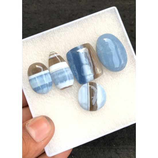 High Quality Natural Peruvian Blue Opal Smooth Mix Shape Cabochons Gemstone For Jewelry