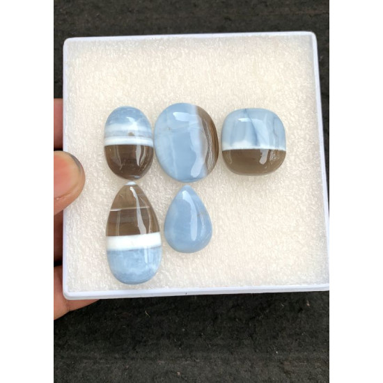 High Quality Natural Peruvian Blue Opal Smooth Mix Shape Cabochons Gemstone For Jewelry