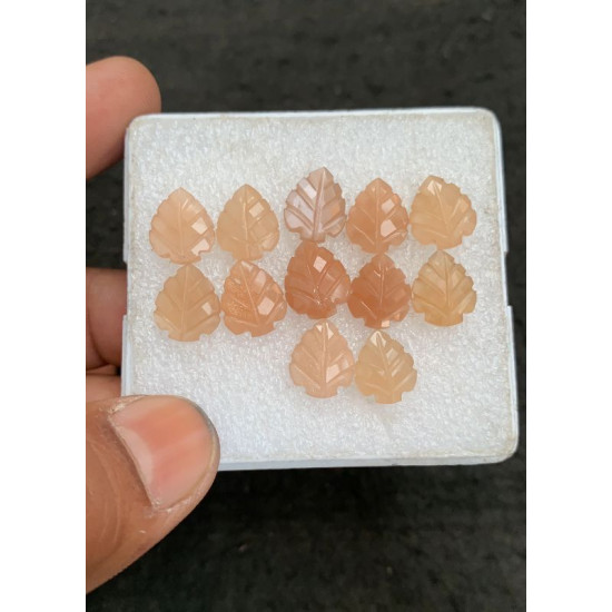 High Quality Natural Peach Moonstone Hand Craved Leaf  Shape Cabochons Gemstone For Jewelry