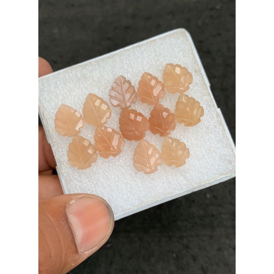 High Quality Natural Peach Moonstone Hand Craved Leaf  Shape Cabochons Gemstone For Jewelry