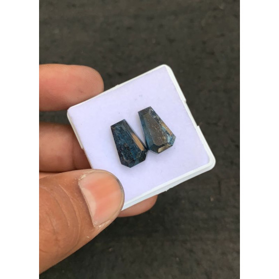 High Quality Natural Teal Green Kyanite Step Cut Coffin Shape Cabochon Gemstone For Jewelry