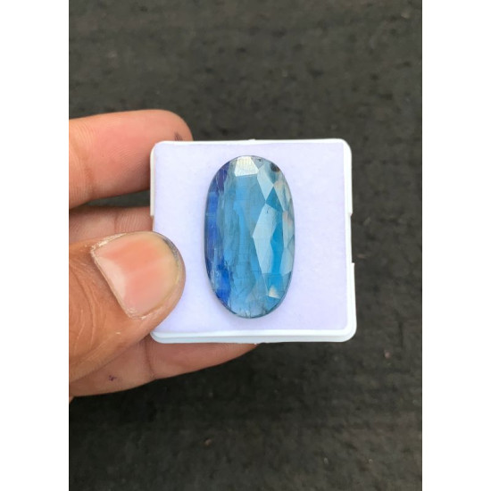 High Quality Natural Bio Color Aqua Kyanite Rose Cut Oval Shape Cabochons Gemstone For Jewelry