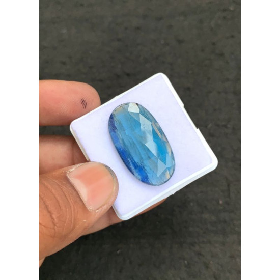 High Quality Natural Bio Color Aqua Kyanite Rose Cut Oval Shape Cabochons Gemstone For Jewelry