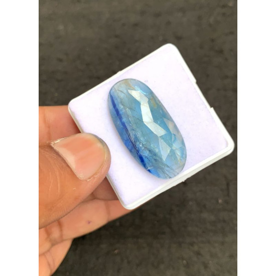 High Quality Natural Bio Color Aqua Kyanite Rose Cut Oval Shape Cabochons Gemstone For Jewelry