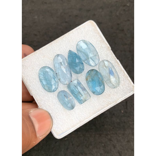 High Quality Natural Bio Color Aqua Kyanite Rose Cut Mix Shape Cabochons Gemstone For Jewelry