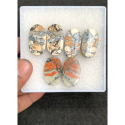 High Quality Natural Maligano Jasper Smooth Pair Oval Shape Cabochons Gemstone For Jewelry