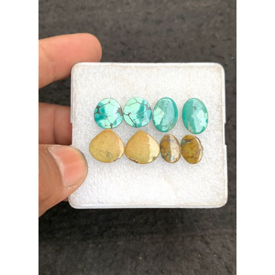 High Quality Natural Tibetan Turquoise Smooth Pair Mix Shape Cabochons Gemstone For Jewelry